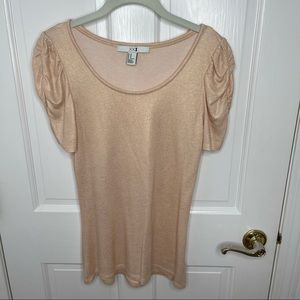 Forever 21 Peach Short Peplum Sleeve Shirt